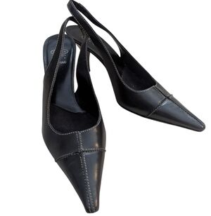 NWOB CIRCA Comfort 365 Joan & David  Leather Sling Back Heels Size 9.5 Black